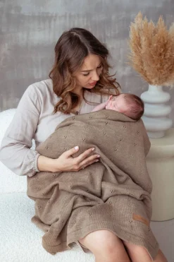 Kocyk merino całoroczny Meri Ciepły Brąz