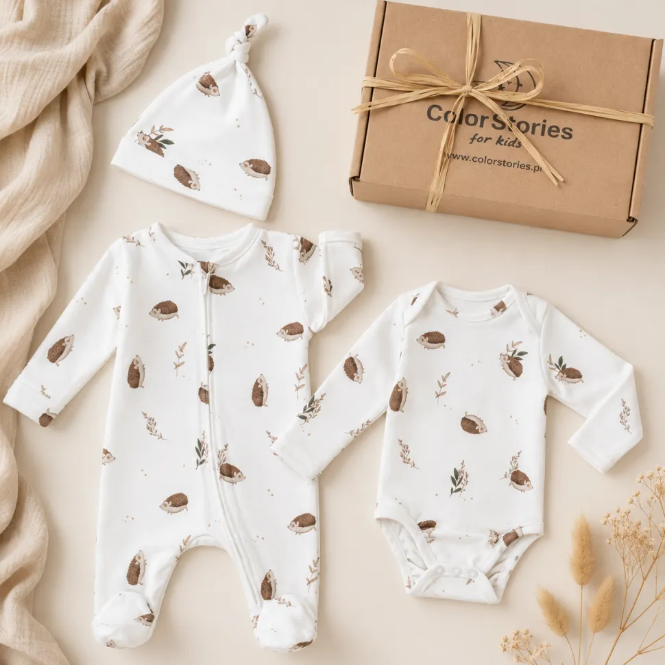 Komplet niemowlęcy 62 cm Forest Brother body + śpioszki + czapeczka