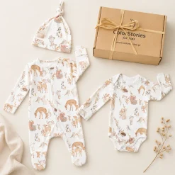 Komplet niemowlęcy 56 cm Forest Friends body + śpioszki + czapeczka