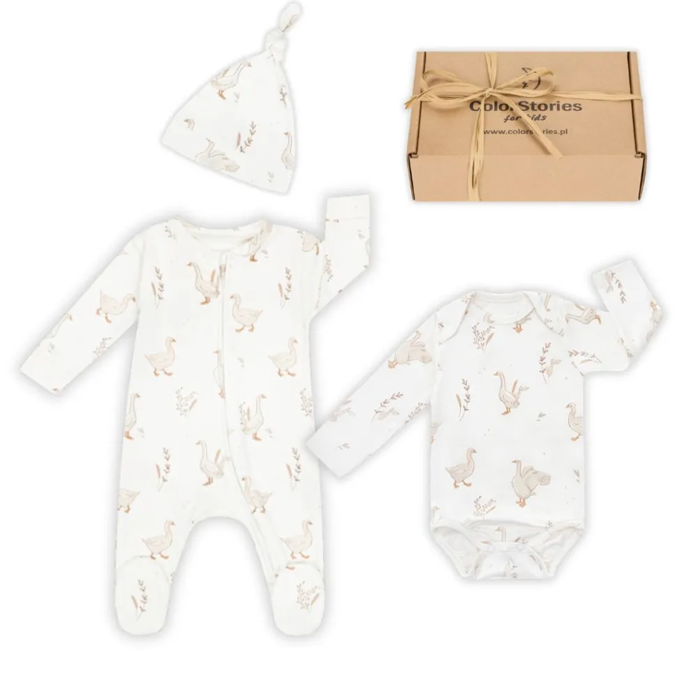 Komplet niemowlęcy 56 cm Happy Goose body + śpioszki + czapeczka