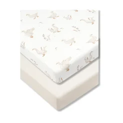 Prześcieradło do dostawki 90x60cm 2-pak Beż i Happy Goose
