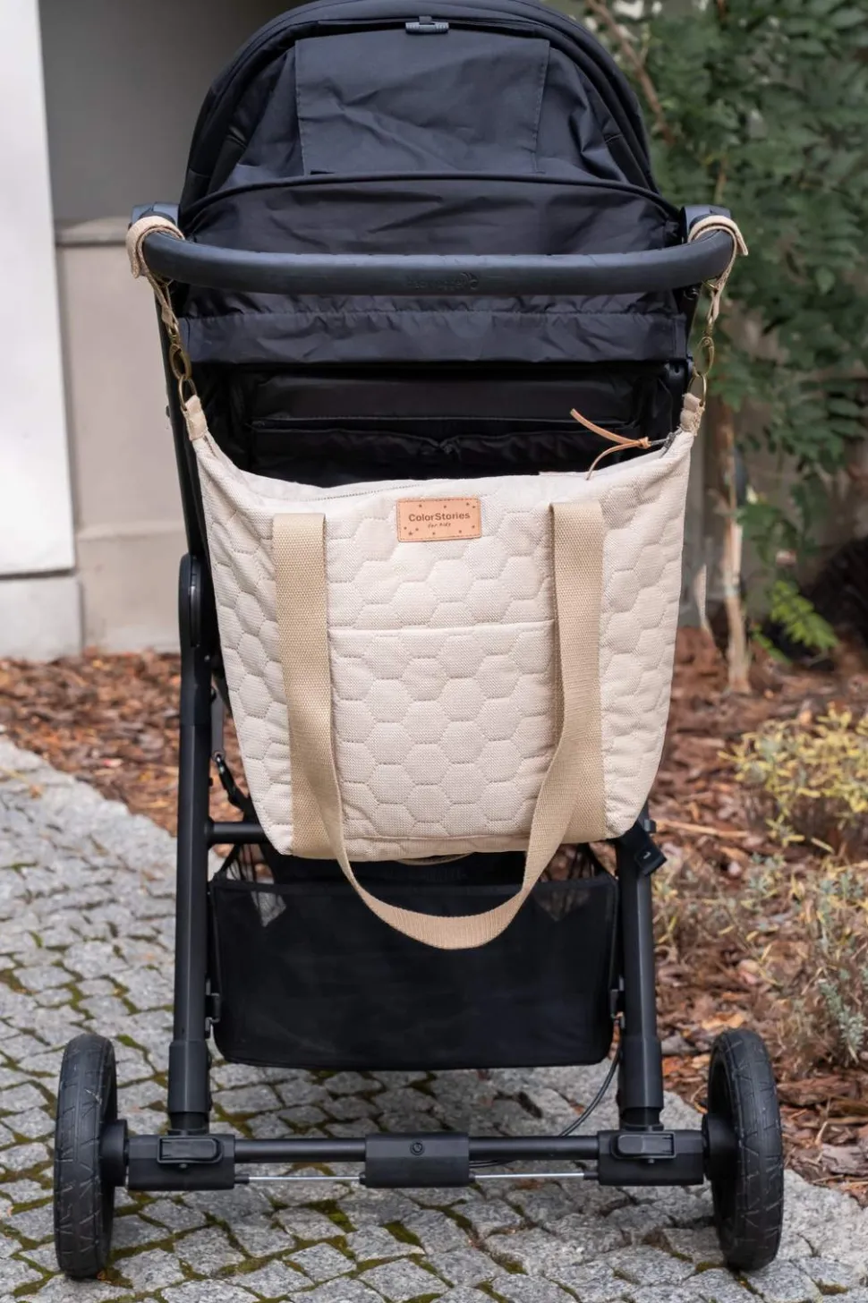 Zestaw Torba do wózka M + Kosmetyczka M 23×18 cm Velvet Ciepły beż