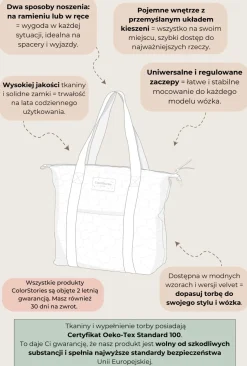 Zestaw Torba do wózka M + Kosmetyczka M 23×18 cm Velvet Jasny Brąz